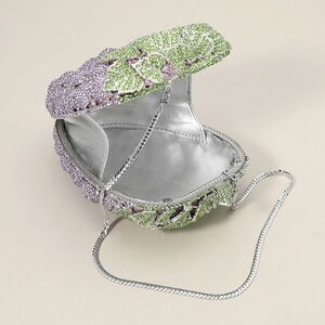 Grape crystal rhinestone evening clutch bag